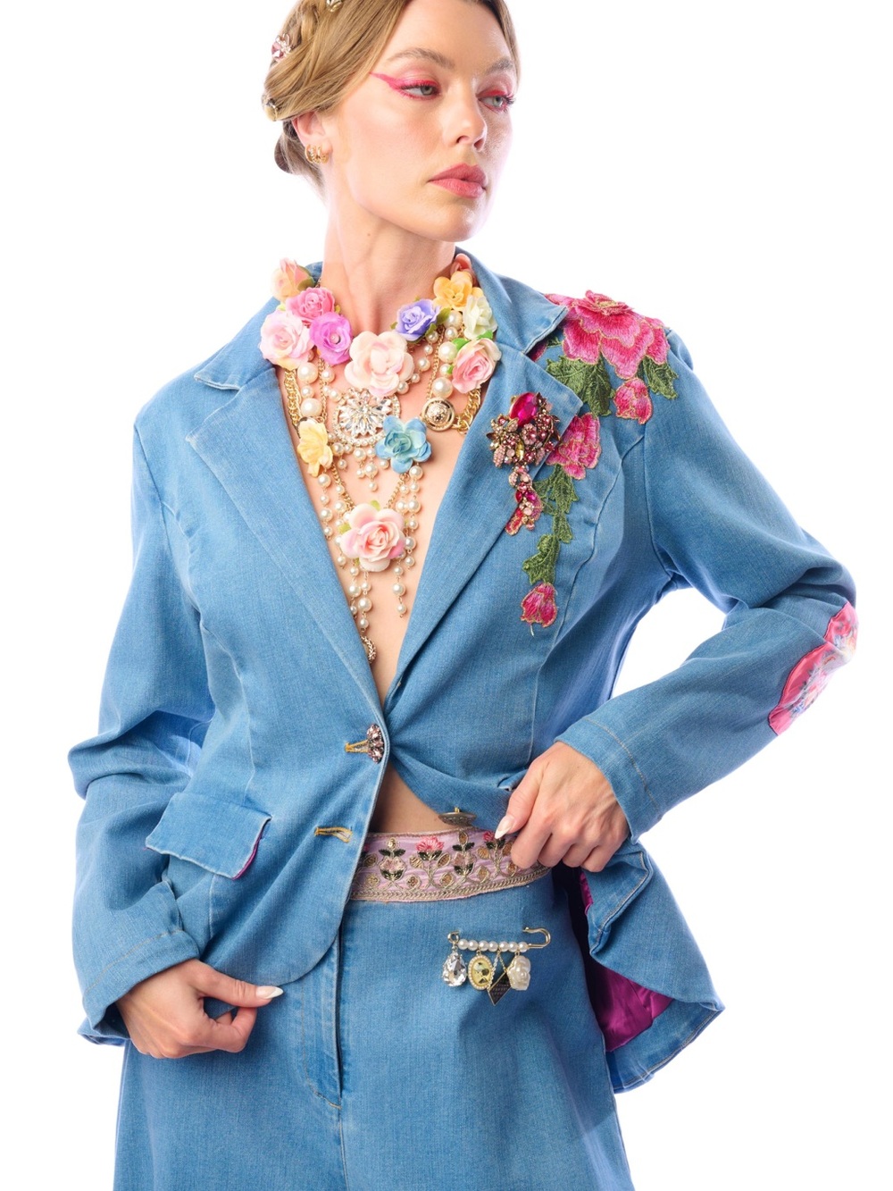 ARATTA Monte Carlo Denim Embroidered Blazer